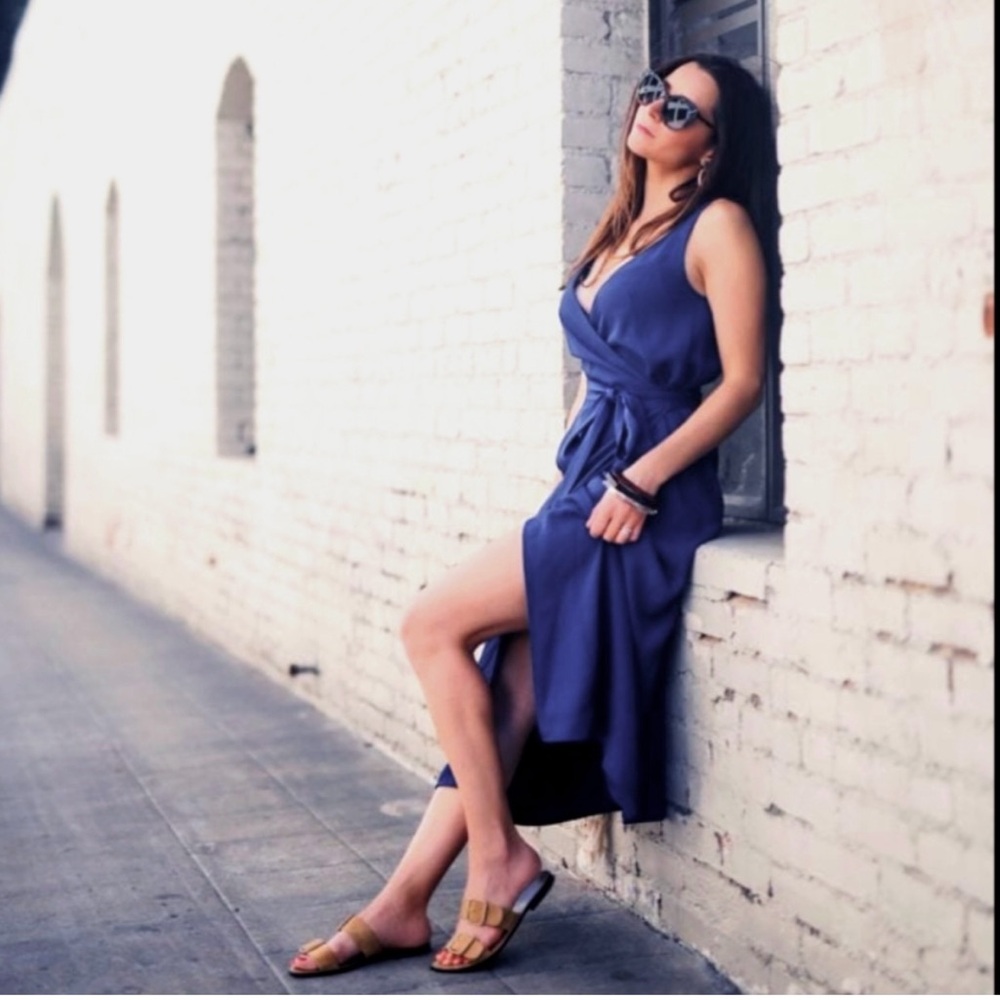 Everlane Royal Blue The Japanese GoWeave Tank Wrap Dress Size 10